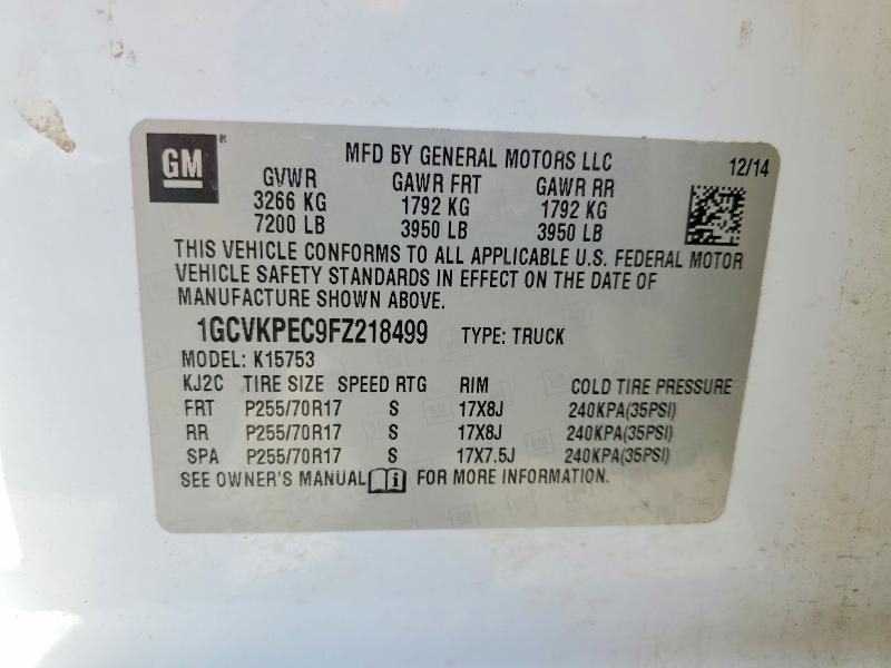 2015 Chevrolet Silverado მანქანა იყიდება აუქციონზე, vin: 1GCVKPEC9FZ218499, აუქციონის ნომერი: 53381466