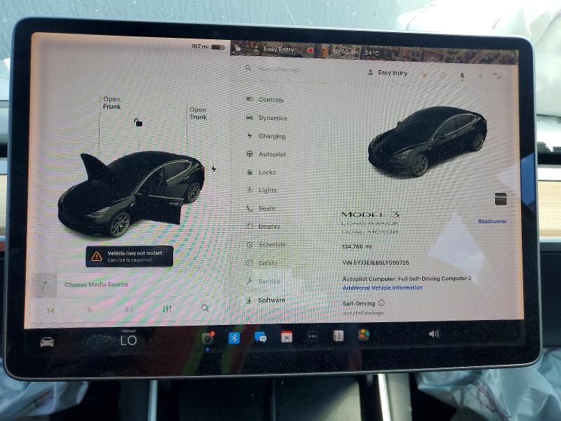 2020 Tesla 3 მანქანა იყიდება აუქციონზე, vin: 5YJ3E1EB5LF599725, აუქციონის ნომერი: 47252066