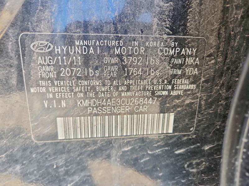 Aukcja sprzedaży 2012 Hyundai Elantra, vin: KMHDH4AE3CU268447, numer aukcji: 52038876