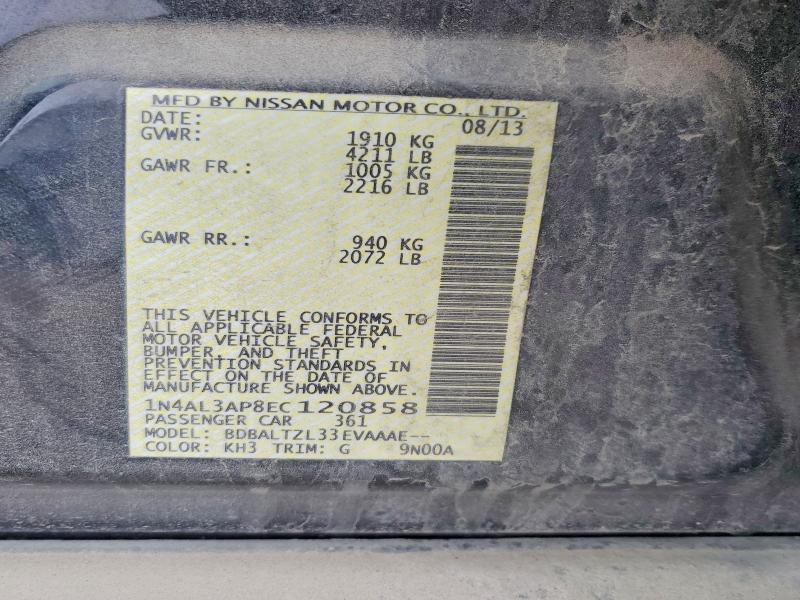 Продаж на аукціоні авто 2014 Nissan Altima, vin: 1N4AL3AP8EC120858, номер лоту: 52379296
