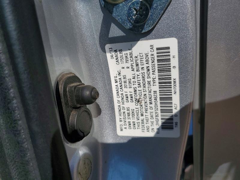 Продаж на аукціоні авто 2013 Honda Civic, vin: 2HGFB2F52DH546238, номер лоту: 53434716