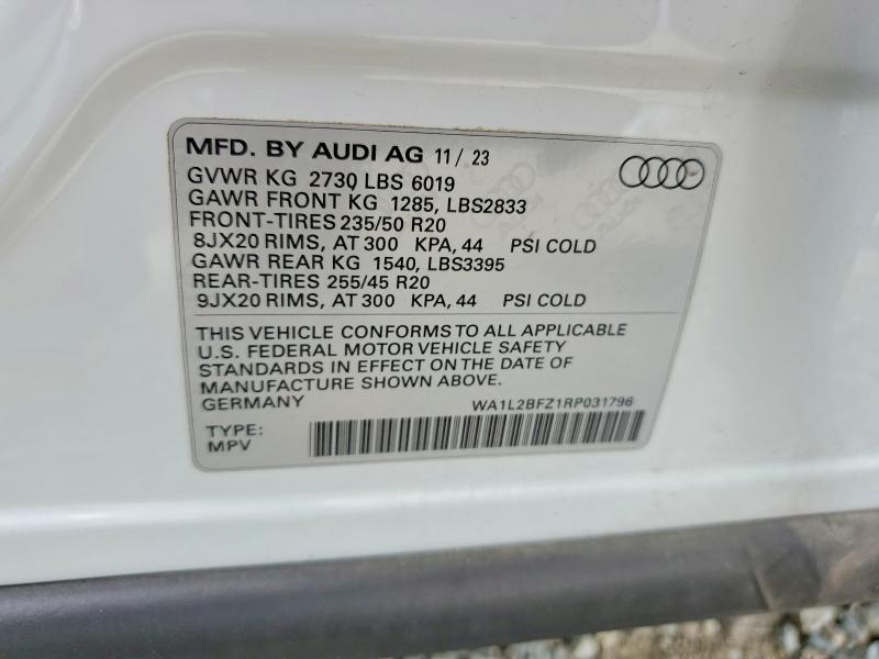 55113826 :رقم المزاد ، WA1L2BFZ1RP031796 vin ، 2024 Audi Q4 E-tron مزاد بيع