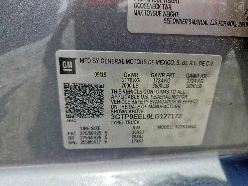 55185906 :رقم المزاد ، 3GTP9EEL9LG127172 vin ، 2020 Gmc Sierra مزاد بيع