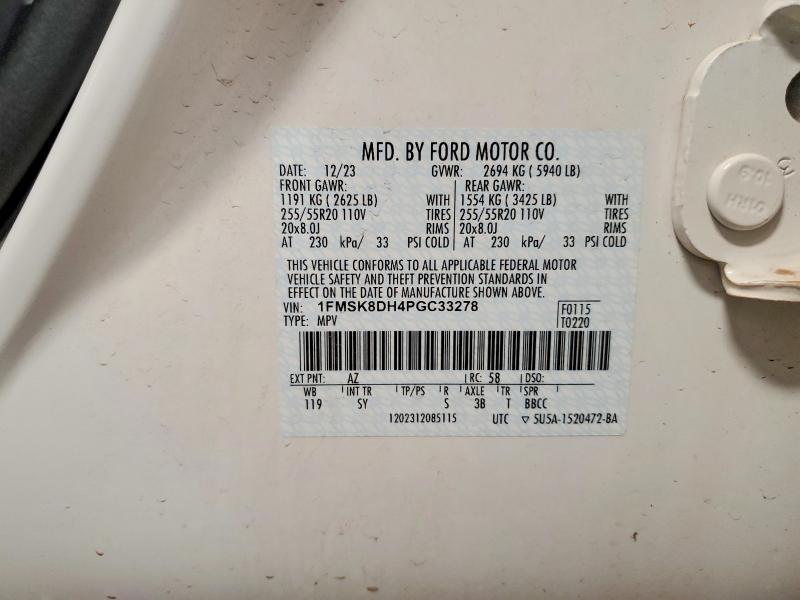2023 Ford Explorer მანქანა იყიდება აუქციონზე, vin: 1FMSK8DH4PGC33278, აუქციონის ნომერი: 53473926
