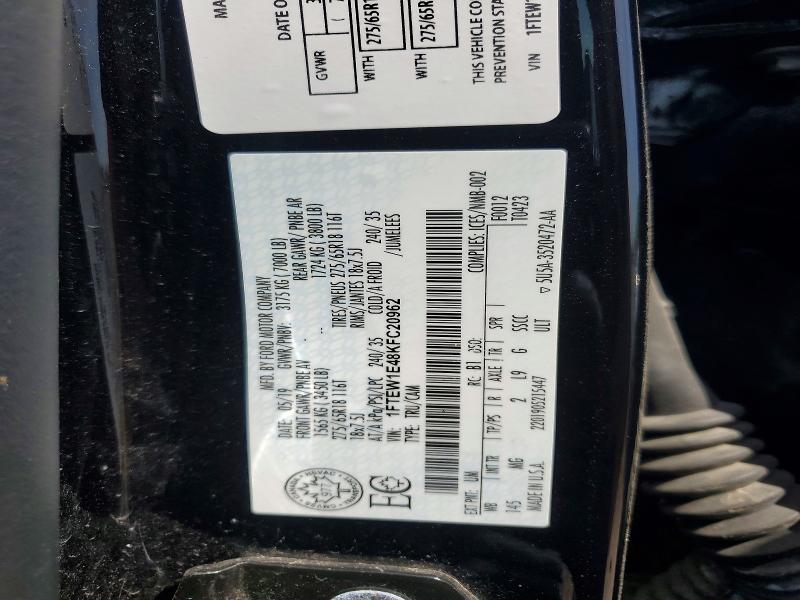 54754416 :رقم المزاد ، 1FTEW1E48KFC20962 vin ، 2019 Ford F150 مزاد بيع
