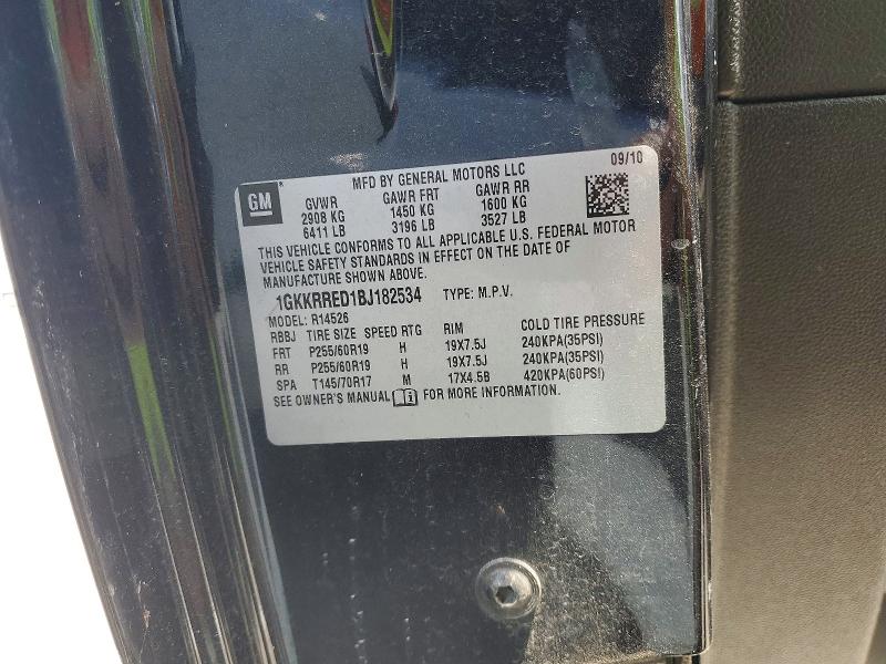 54776216 :رقم المزاد ، 1GKKRRED1BJ182534 vin ، 2011 Gmc Acadia مزاد بيع