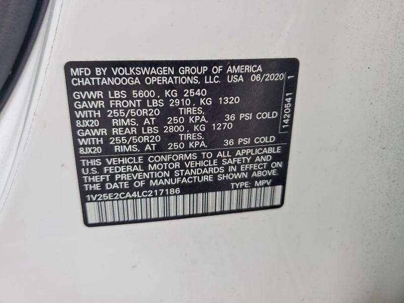 Aukcja sprzedaży 2020 Volkswagen Atlas Cross Sport, vin: 1V25E2CA4LC217186, numer aukcji: 52930136
