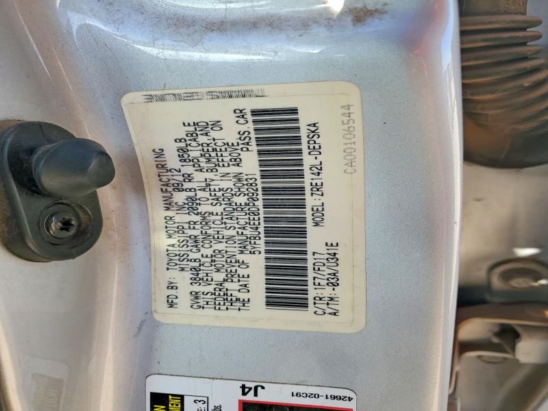 53547856 :رقم المزاد ، 5YFBU4EE0DP092831 vin ، 2013 Toyota Corolla مزاد بيع