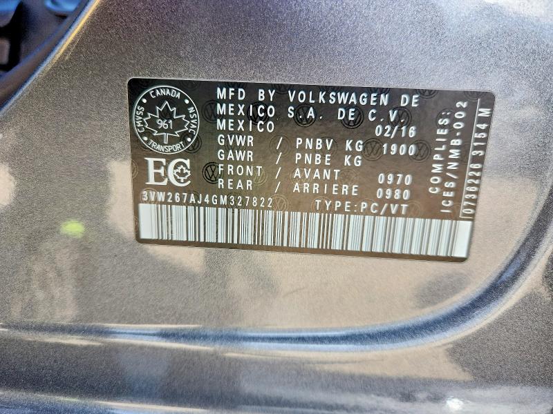 Aukcja sprzedaży 2016 Volkswagen Jetta, vin: 3VW267AJ4GM327822, numer aukcji: 55255186
