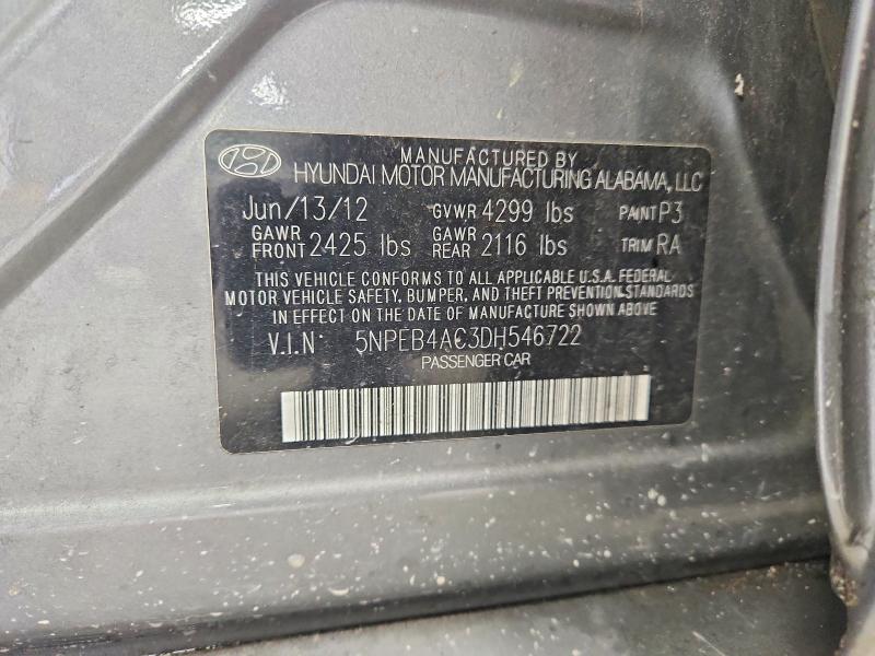 Продаж на аукціоні авто 2013 Hyundai Sonata, vin: 5NPEB4AC3DH546722, номер лоту: 54331786