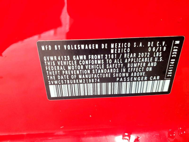 Aukcja sprzedaży 2019 Volkswagen Jetta, vin: 3VWC57BU8KM219874, numer aukcji: 54755546