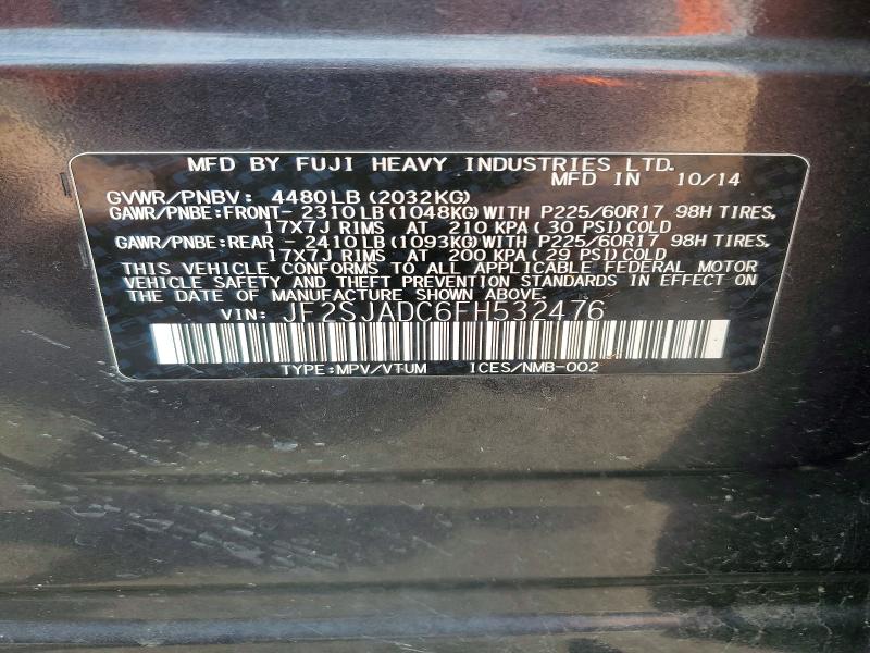 53452436 :رقم المزاد ، JF2SJADC6FH532476 vin ، 2015 Subaru Forester مزاد بيع
