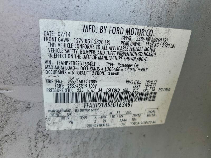 2014 Ford Taurus მანქანა იყიდება აუქციონზე, vin: 1FAHP2F85EG163481, აუქციონის ნომერი: 55050046