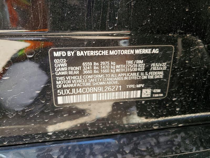 2022 Bmw X5 მანქანა იყიდება აუქციონზე, vin: 5UXJU4C08N9L26271, აუქციონის ნომერი: 53136276