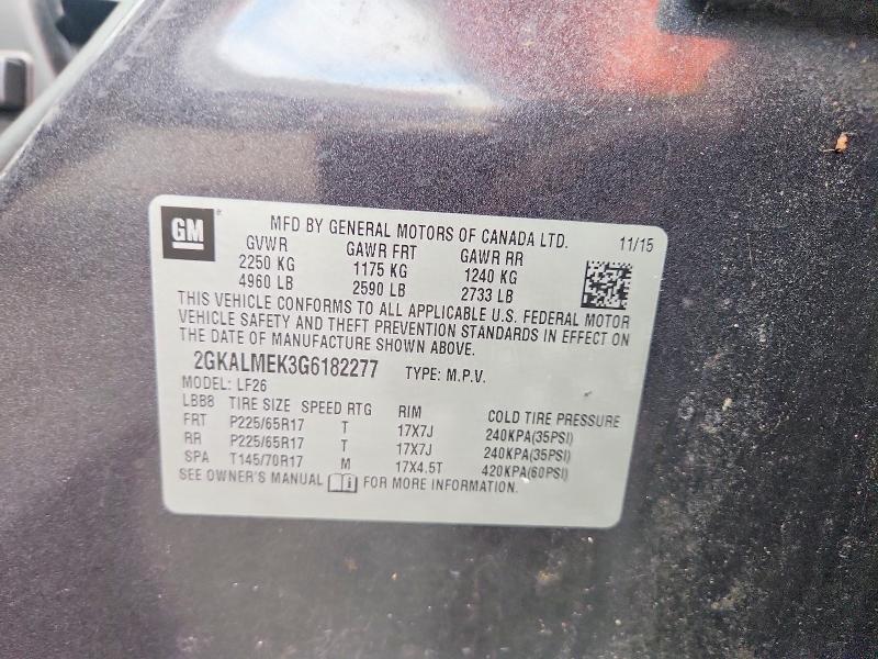 54580886 :رقم المزاد ، 2GKALMEK3G6182277 vin ، 2016 Gmc Terrain مزاد بيع