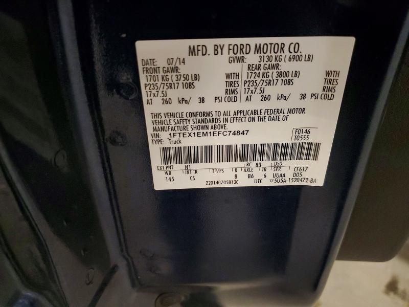 2014 Ford F150 მანქანა იყიდება აუქციონზე, vin: 1FTEX1EM1EFC74847, აუქციონის ნომერი: 52502836