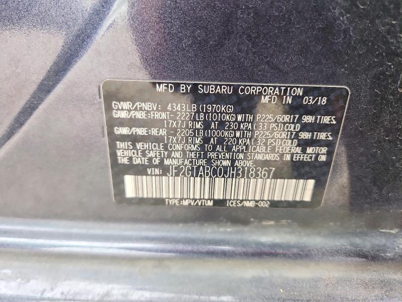 Продаж на аукціоні авто 2018 Subaru Crosstrek, vin: JF2GTABC0JH318367, номер лоту: 55350596