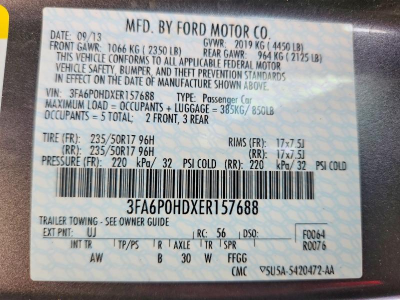 55171996 :رقم المزاد ، 3FA6P0HDXER157688 vin ، 2014 Ford Fusion مزاد بيع