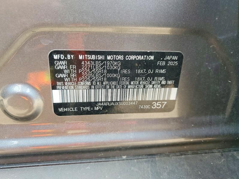 52771686 :رقم المزاد ، JA4ARUAUXSU003447 vin ، 2025 Mitsubishi Outlander Sport مزاد بيع