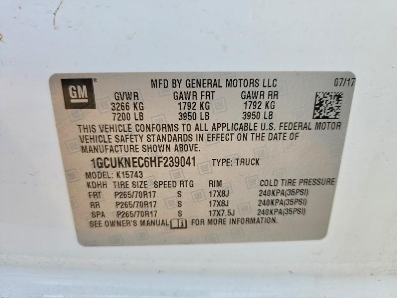 54152066 :رقم المزاد ، 1GCUKNEC6HF239041 vin ، 2017 Chevrolet Silverado مزاد بيع