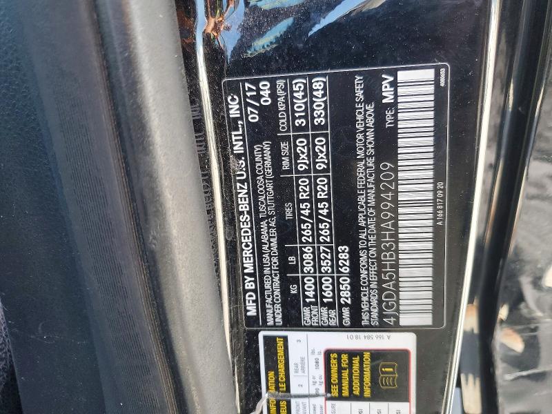 53465336 :رقم المزاد ، 4JGDA5HB3HA994209 vin ، 2017 Mercedes-benz Gle مزاد بيع