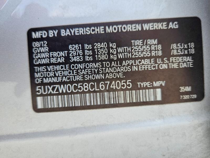 Aukcja sprzedaży 2012 Bmw X5, vin: 5UXZW0C58CL674055, numer aukcji: 50993286