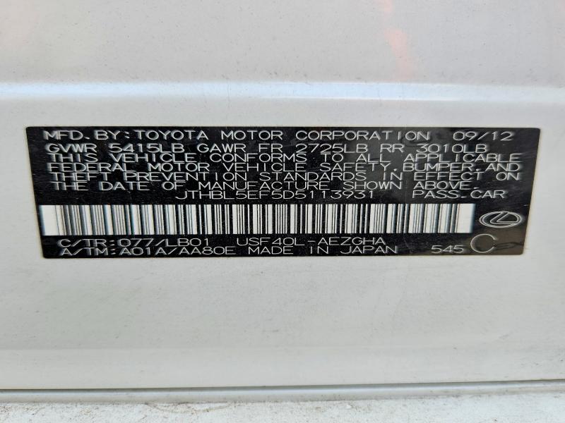 Aukcja sprzedaży 2013 Lexus Ls, vin: JTHBL5EF5D5113931, numer aukcji: 53094136
