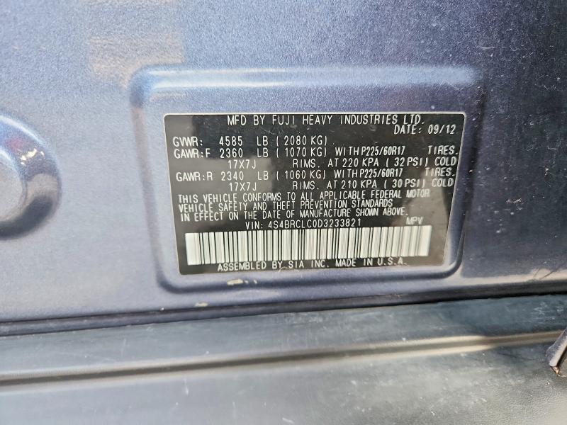 Aukcja sprzedaży 2013 Subaru Outback, vin: 4S4BRCLC0D3233821, numer aukcji: 52057726