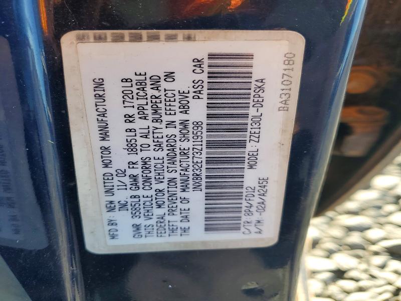 52512096 :رقم المزاد ، 1NXBR32E73Z119598 vin ، 2003 Toyota Corolla مزاد بيع