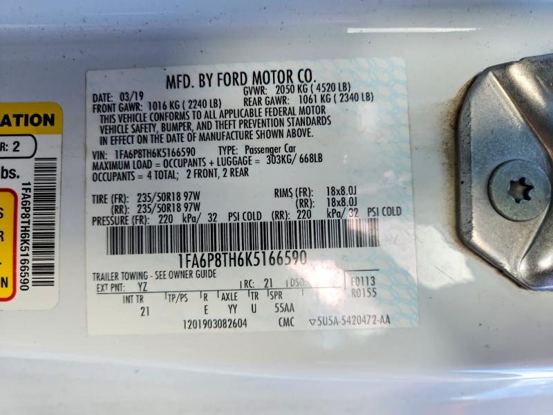 Aukcja sprzedaży 2019 Ford Mustang, vin: 1FA6P8TH6K5166590, numer aukcji: 54641256