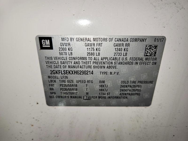 Продаж на аукціоні авто 2017 Gmc Terrain, vin: 2GKFLSEKXH6290214, номер лоту: 51720616