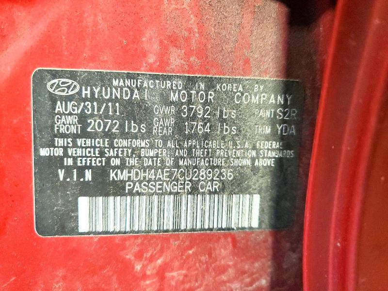 Продажа на аукционе авто 2012 Hyundai Elantra, vin: KMHDH4AE7CU289236, номер лота: 54838766
