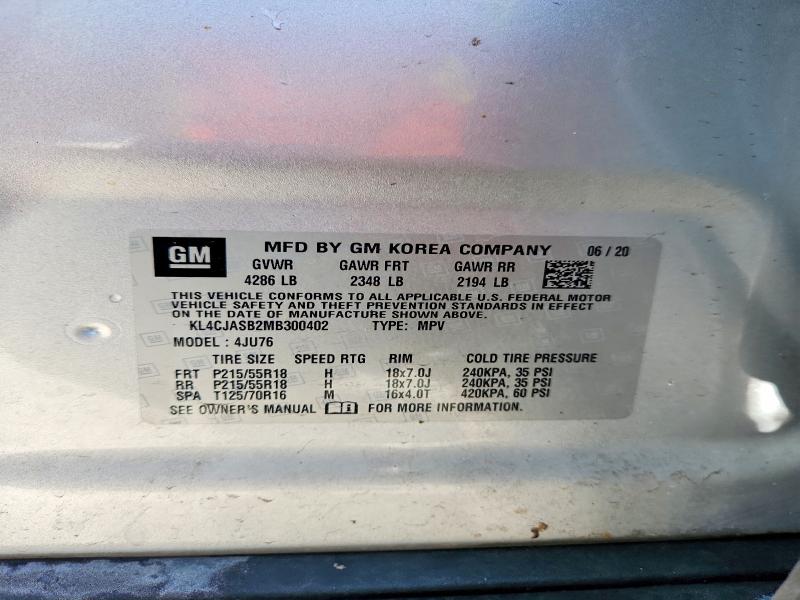 53575436 :رقم المزاد ، KL4CJASB2MB300402 vin ، 2021 Buick Encore مزاد بيع
