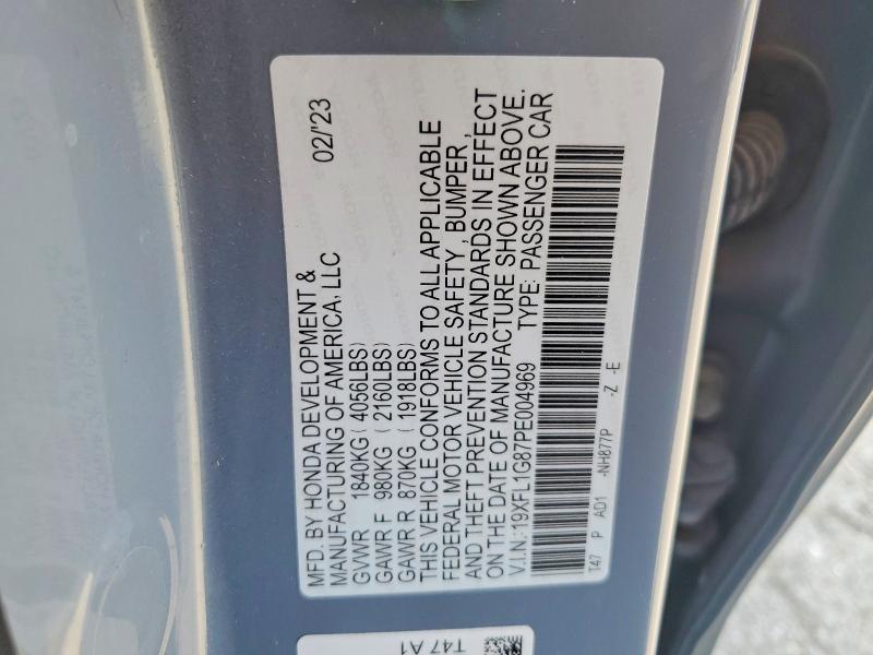Продажа на аукционе авто 2023 Honda Civic, vin: 19XFL1G87PE004969, номер лота: 53912196