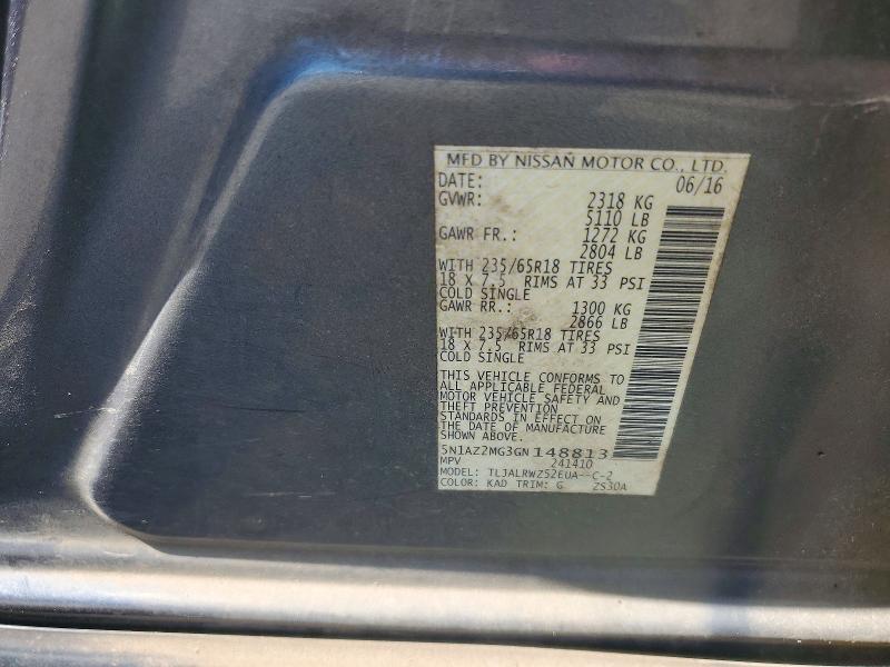 Aukcja sprzedaży 2016 Nissan Murano, vin: 5N1AZ2MG3GN148813, numer aukcji: 51499606