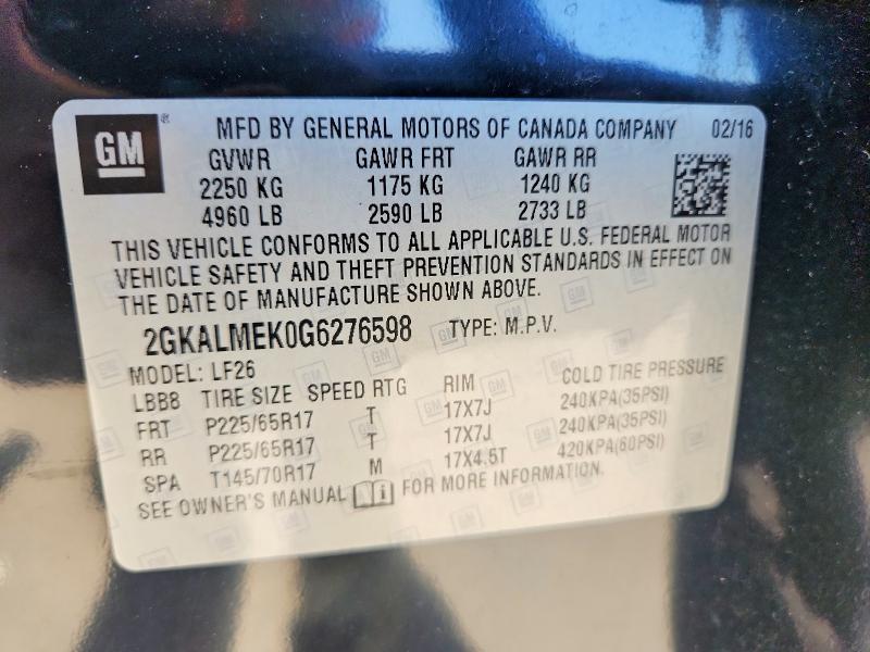 Продажа на аукционе авто 2016 Gmc Terrain, vin: 2GKALMEK0G6276598, номер лота: 53293456