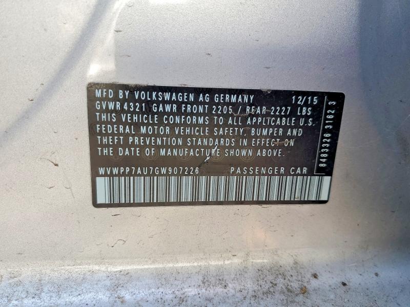 Aukcja sprzedaży 2016 Volkswagen E-golf, vin: WVWPP7AU7GW907226, numer aukcji: 52462466