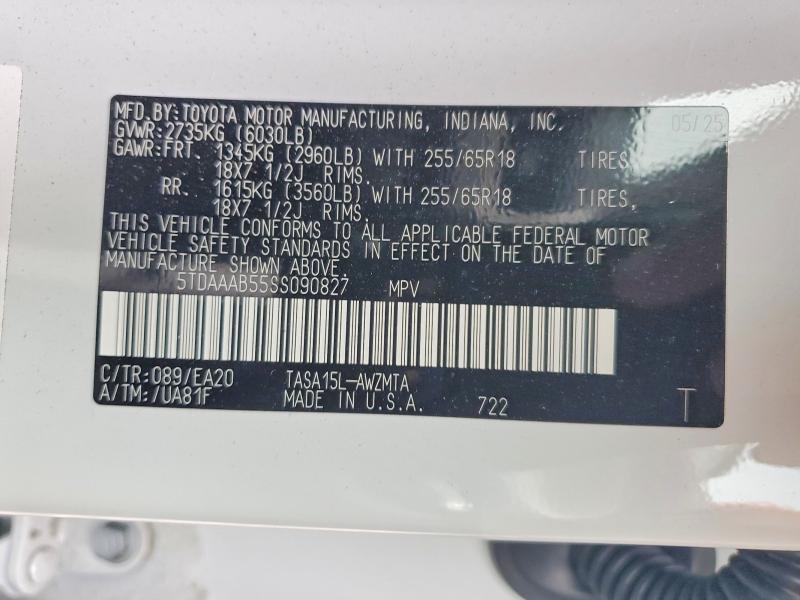 Продажа на аукционе авто 2025 Toyota Grand Highlander, vin: 5TDAAAB55SS090827, номер лота: 53784016