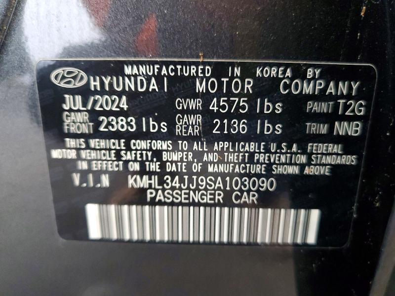 2025 Hyundai Sonata Hybrid მანქანა იყიდება აუქციონზე, vin: KMHL34JJ9SA103090, აუქციონის ნომერი: 52606236
