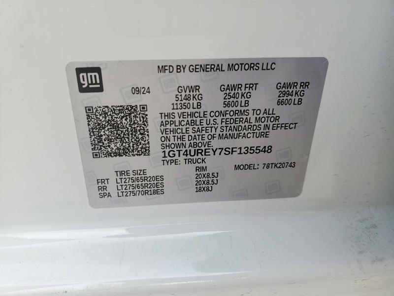 2025 Gmc Sierra მანქანა იყიდება აუქციონზე, vin: 1GT4UREY7SF135548, აუქციონის ნომერი: 52575226