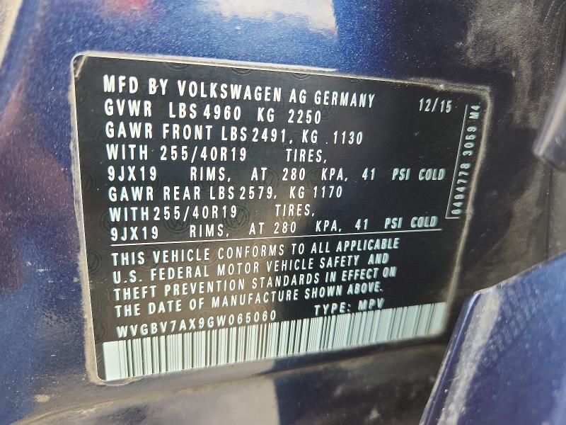 Продаж на аукціоні авто 2016 Volkswagen Tiguan, vin: WVGBV7AX9GW065060, номер лоту: 53223876