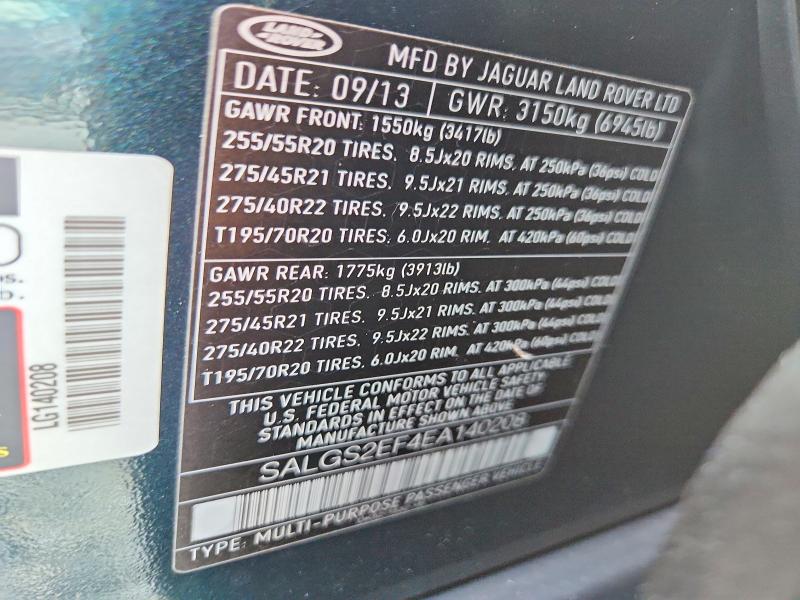 54665146 :رقم المزاد ، SALGS2EF4EA140208 vin ، 2014 Land Rover Range Rover مزاد بيع