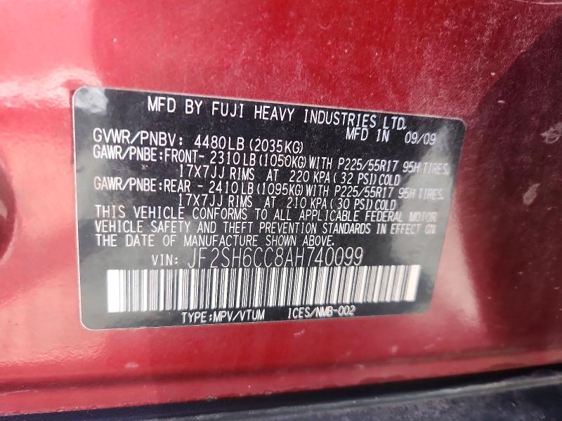 Продажа на аукционе авто 2010 Subaru Forester, vin: JF2SH6CC8AH740099, номер лота: 52320806