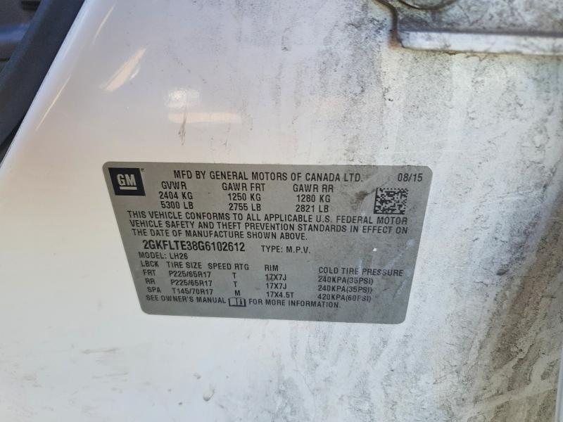 Aukcja sprzedaży 2016 Gmc Terrain, vin: 2GKFLTE38G6102612, numer aukcji: 53458726