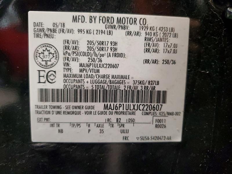Продаж на аукціоні авто 2018 Ford Ecosport, vin: MAJ6P1ULXJC220607, номер лоту: 53035646