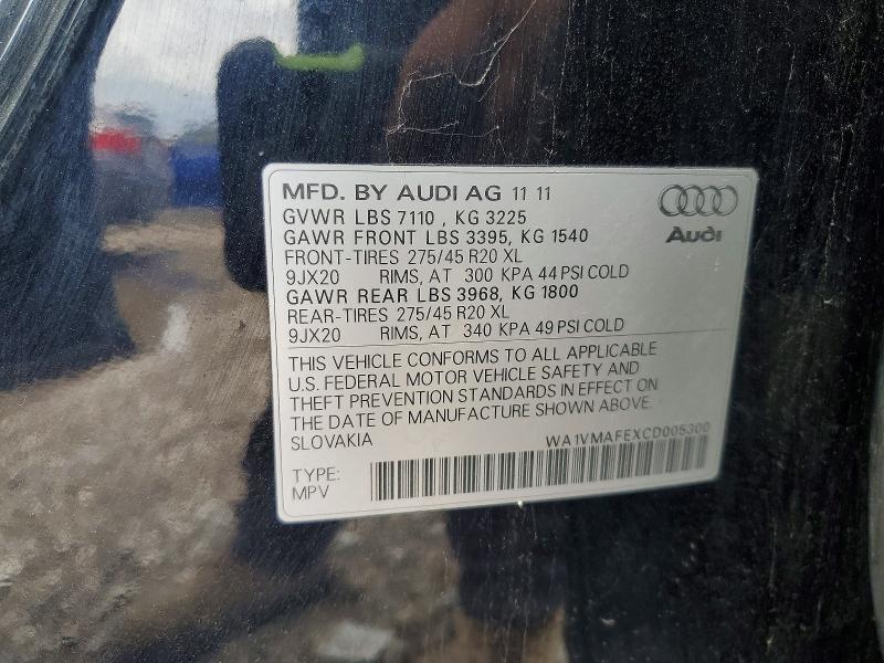 Aukcja sprzedaży 2012 Audi Q7, vin: WA1VMAFEXCD005300, numer aukcji: 53172186