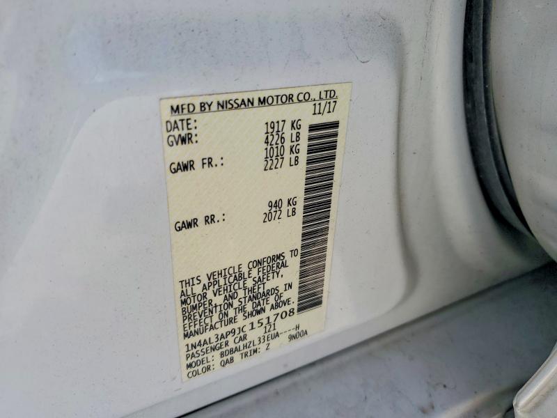 Продаж на аукціоні авто 2018 Nissan Altima, vin: 1N4AL3AP9JC151708, номер лоту: 52567596