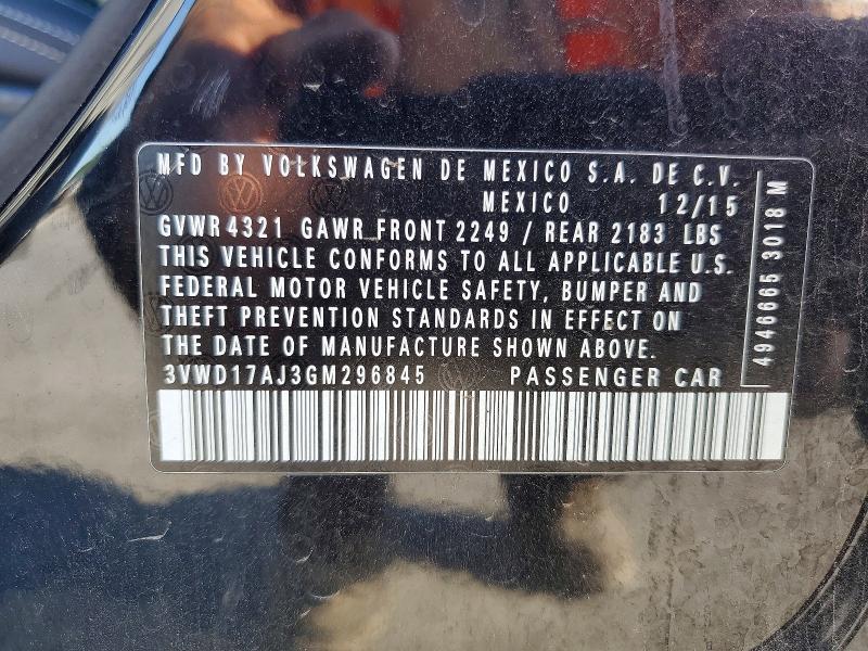 Продаж на аукціоні авто 2016 Volkswagen Jetta, vin: 3VWD17AJ3GM296845, номер лоту: 52852576