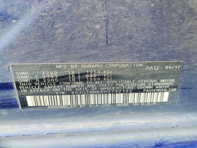 52398526 :رقم المزاد ، 4S3GTAM66H3732122 vin ، 2017 Subaru Impreza مزاد بيع