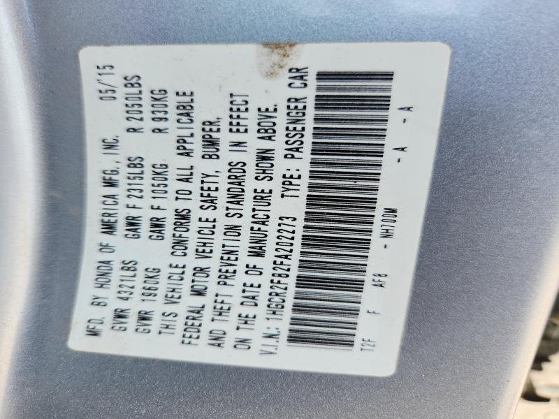 2015 Honda Accord მანქანა იყიდება აუქციონზე, vin: 1HGCR2F82FA202273, აუქციონის ნომერი: 54764036